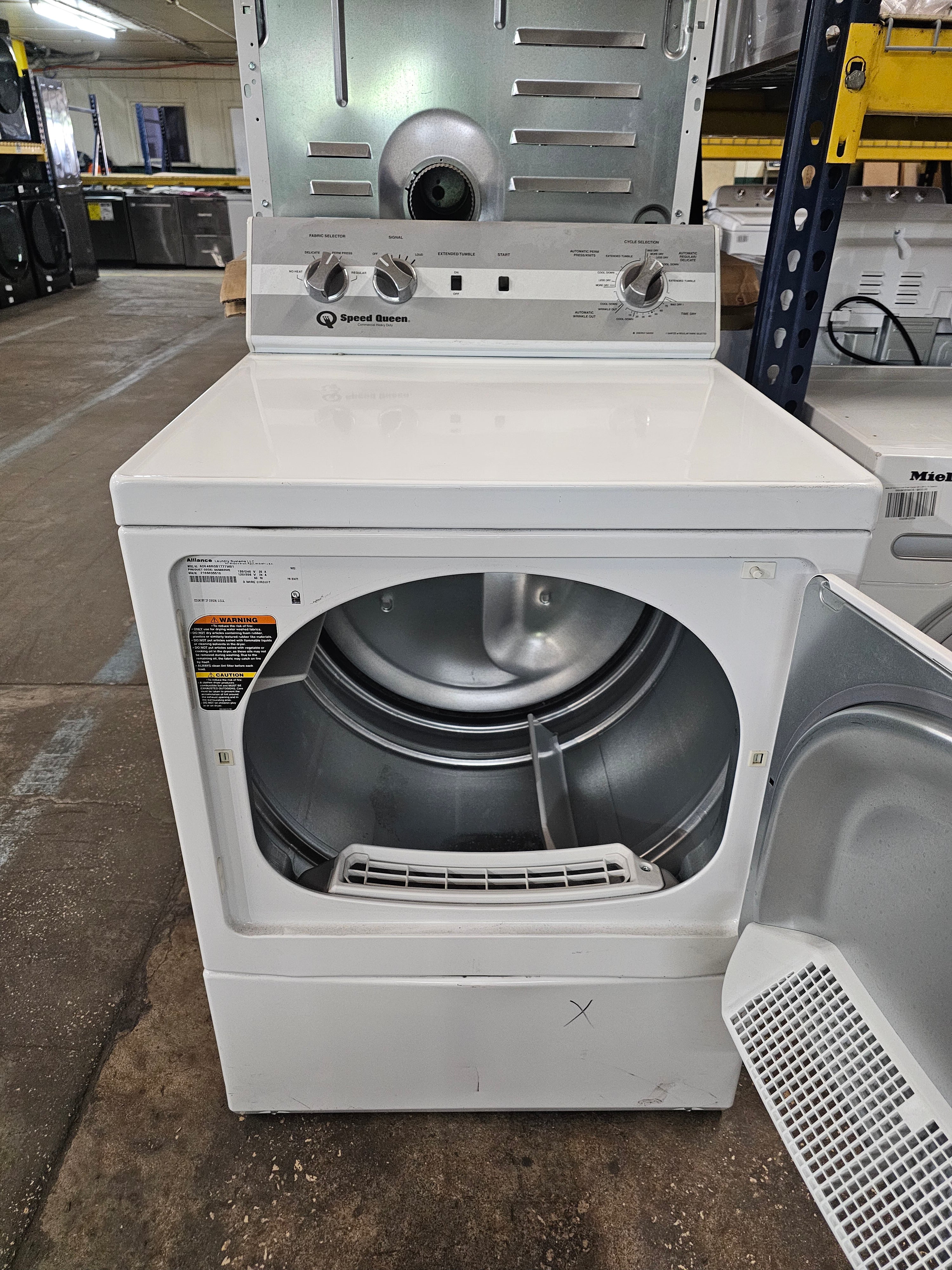 SPEED QUEEN 27 Inch Electric Dryer with 7.0 Cu. Ft. Capacity, 4 Pre-Set Cycles, End of Cycle Indicator, Reversible Door, Interior Light, and ADA Compliant